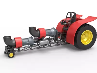 Pulling tractor with 2 jet engines 2 Scale 1 to 25 3D print model