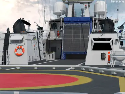 Russian Coast Guard Ship 22460 Okhotnik Rigged 3D model