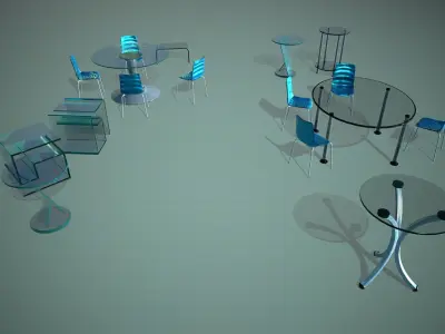 Glass furniture Free low-poly 3D model