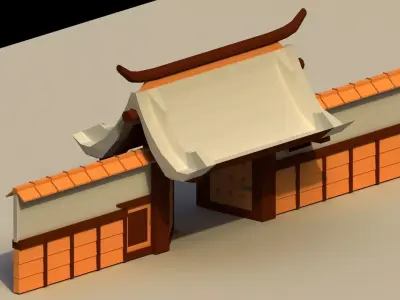Low Poly Japanese Gate Low-poly 3D model