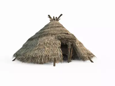 Medieval-style small thatched cottage 3D model