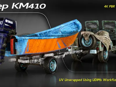 Classic Jeep Km410 With Boat 3D model