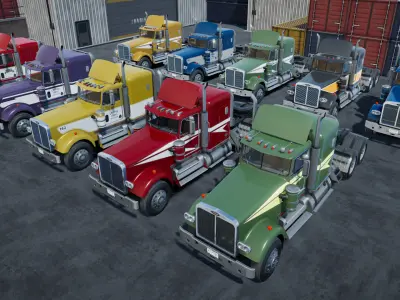 80s Semitruck unity asset Low-poly 3D model