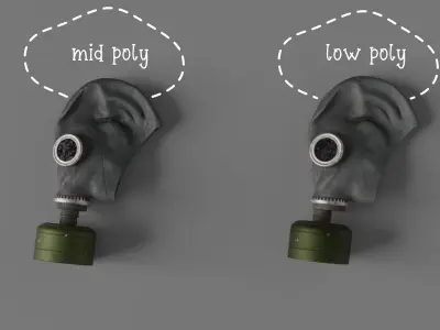 Photorealistic Gas Mask - Lying State Low-poly 3D model