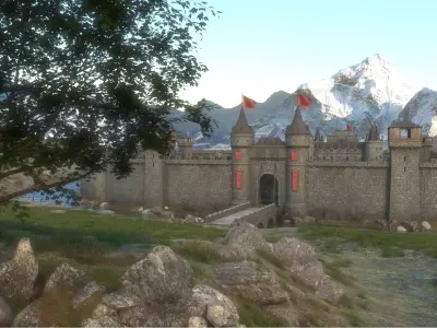Medieval Castle Wall Low-poly 3D model