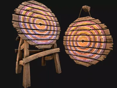 Medieval Wooden Target Furniture Fair Environment Low-poly 3D model