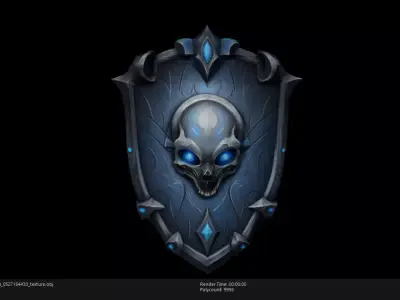 Low Poly Stylized Spectral Guardian Shield Low-poly 3D model