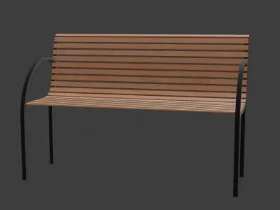 Simple Wood and Metal Bench Free low-poly 3D model