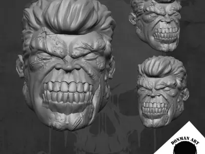 Hulk Zombie head for 6 inch Action Figures 3D print model