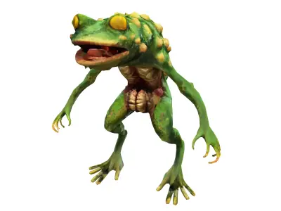 Monstrous Humanoid Frog Creature Low-poly 3D model