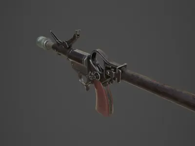 WWII German Grenade Launcher Full Pack Low-poly 3D model