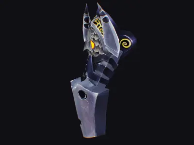 Fantasy Heavy Shield Steel Weapon Armor Cartoon Runic Style Low-poly 3D model