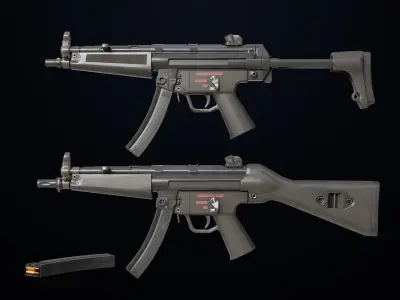  Machine Guns15 Two Black Single Mat All PBR Unity UE Textures Low-poly 3D model