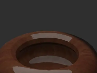 Bowl in ancient style dark wood material  Low-poly 3D model