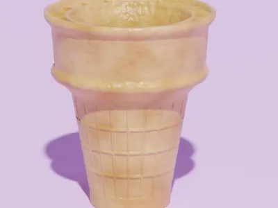 Ice Cream Cone Low-poly 3D model