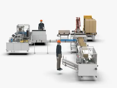 Automatic Loading and Unloading Labeling and Palletizing Line 3D model