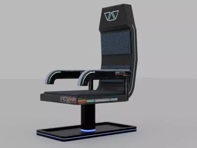 Cyberpunk Sci-Fi Gaming Chair with Neon Lights - Low Poly Low-poly 3D model
