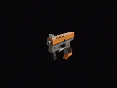 Futuristic Polymer SMG Pistol Game Ready 3D Model Low-poly 3D model