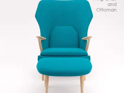 Cub Lounge Modern Wing Chair and Ottoman Free 3D model
