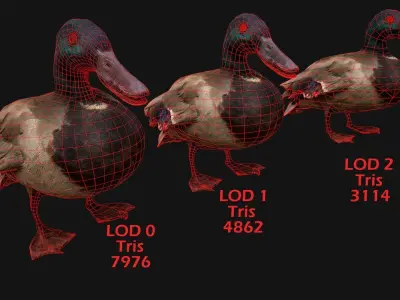 Mallard Duck Bird Low-poly 3D model