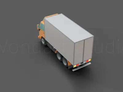 Concept Cartoon Lorry Truck Low-poly 3D model