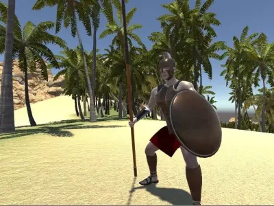 HOPLITE I greek warrior in armor Low-poly 3D model