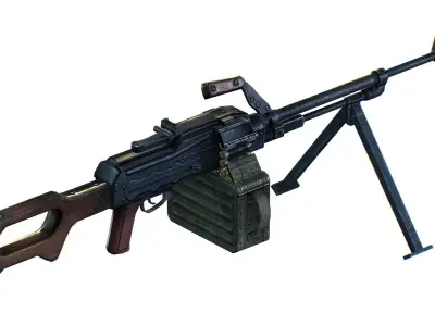USSR PKP machine gun Pecheneg 54mm Low-poly 3D model