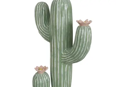 Free Ceramic Cactus Flower Decor  FBX   OBJ  Textured Free low-poly 3D model