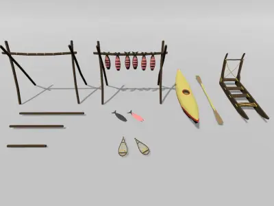 POLYArctic arctic with teepee Low-poly 3D model