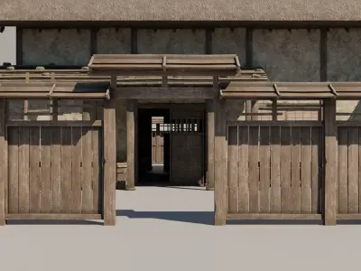 Japanese Modular Folk Houses Low-poly 3D model