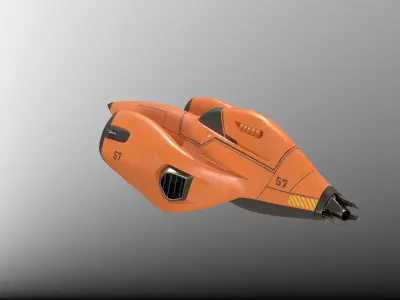 Futuristic sci-fi space racer jet Low-poly 3D model