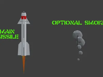 Low Poly Heatseeking Missile for Mobile Games Low-poly 3D model