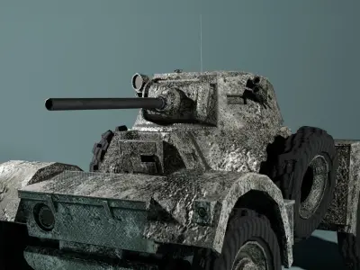 Daimler WW2 Armored Car Game Ready Low-poly 3D model