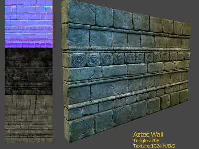 Aztec Wall Low-poly 3D model