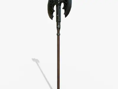 Two handed Ax Low-poly 3D model