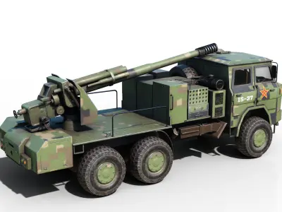 4 coatings of Chinese Army PCL09 PCL-09 Truck-mounted Howitzer Low-poly 3D model