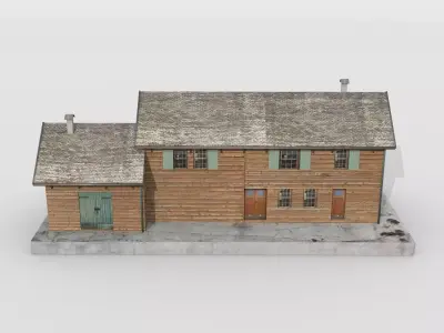 Swiss rural railway station Low-poly 3D model