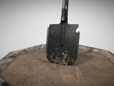 Military Folding Shovel Low-poly 3D model