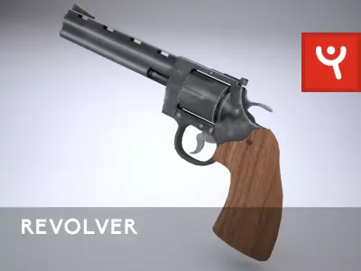Revolver Low-poly 3D model 20