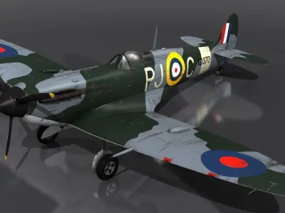 SPITFIRE MK VB 130th Squadron Low-poly 3D model