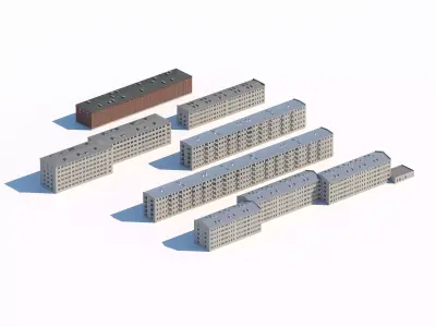 Soviet era residential block set 3D model