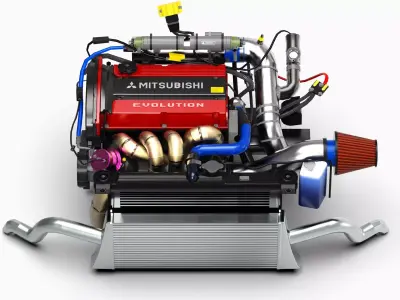 4G63T Evolution Inline 4 Engine Low-poly 3D model