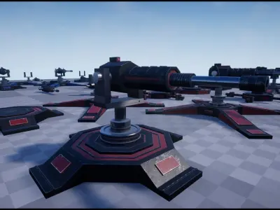 Sci-Fi Kingdom - Modular Turrets Low-poly 3D model