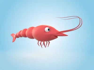 Shrimp cartoon 3D model