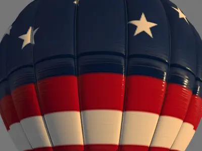USAFlag-Parachute hot air balloon with american flag 3D model