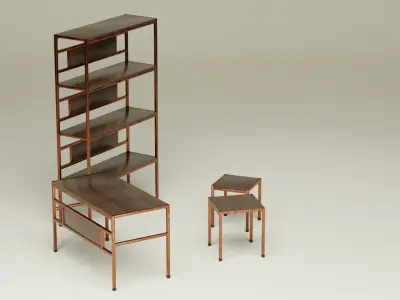 Student Study Set - Rustic Ashwood Hammered Copper - AMS02 Free 3D model