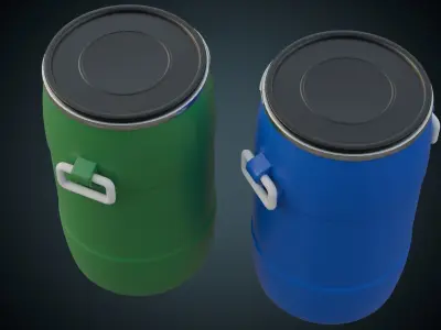 Plastic Barrel 1A Low-poly 3D model