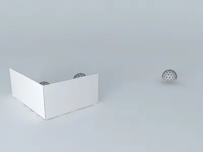 A gate soccer field with two soccer balls and wall 3D model