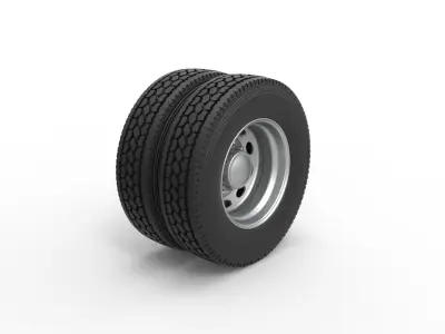 10 Oval Hole Rear double wheel of semi truck Scale 1 to 25 3D print model