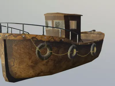 Boat lowpoly rusty Low-poly 3D model